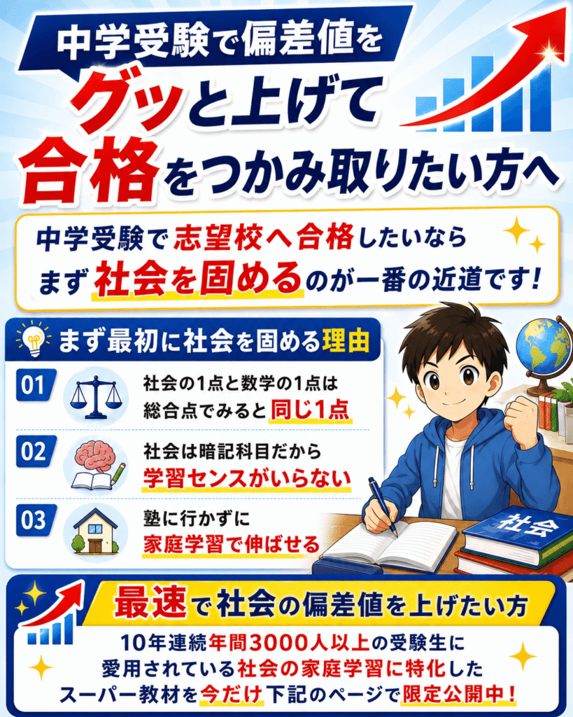 中学受験の社会で偏差値をアップさせるコツ